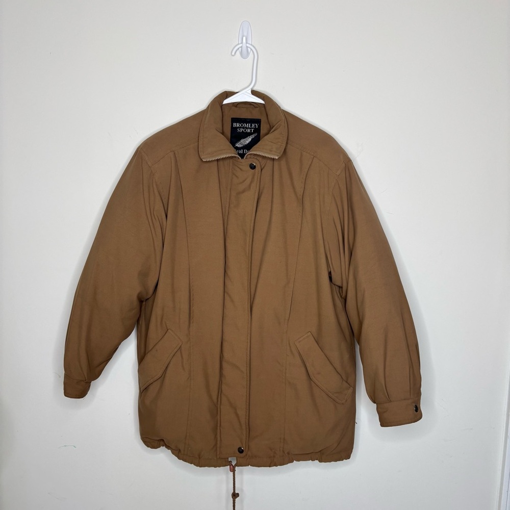 Vintage Bromley Sport Real Down Puffer‎ Jacket Coat Women Small  Brown